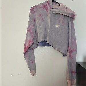 Nike Tie-Dye Cropped Hoodie in Purple and Pink